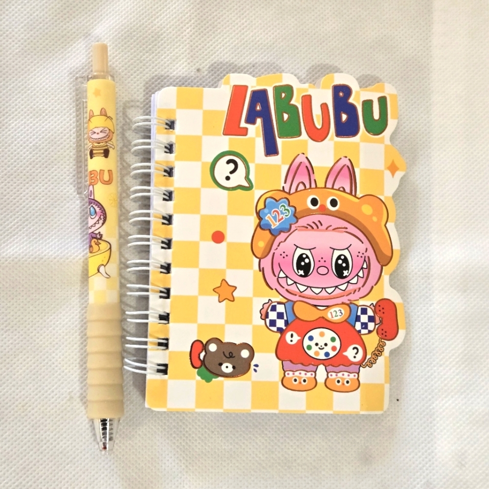 🍒🍒 Labubu Notebook & Pen Set - Yellow